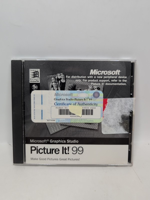 Microsoft Picture It! 99 Graphics Studio PC CD ROM Windows 98 Software DISC 1