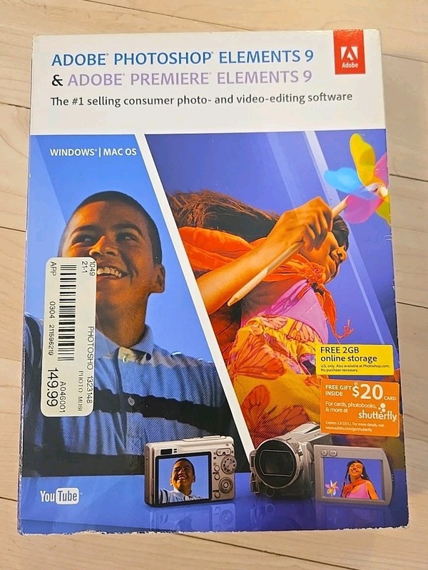 Adobe Photoshop Elements 9 (Mac/Win) Pre-owned, Big Box Very Good Condition!