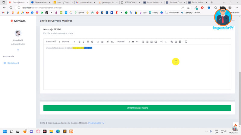 Sistema Web para envíos de correo masivo | PHP, JAVASCRIPT, JQUERY, BOOSTRAP gallery