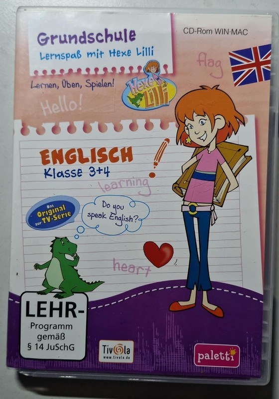 PRIMARY SCHOOL ENGLISH 3+4 GRADE PC CD-ROM LEARN PRACTICE PLAYING WITH WITCH LILLI