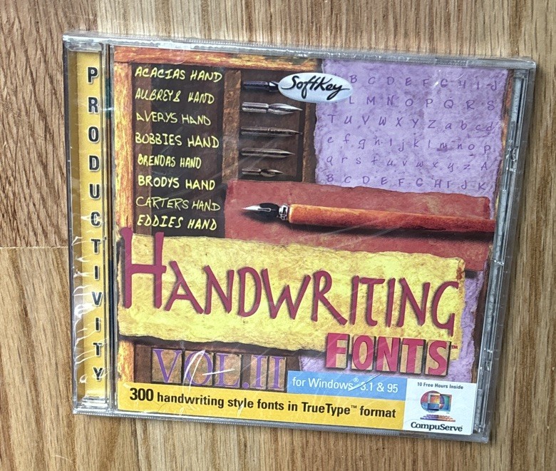 Handwriting Fonts (300 Handwriting Style Fonts in True Type Format) CD-ROM NEW