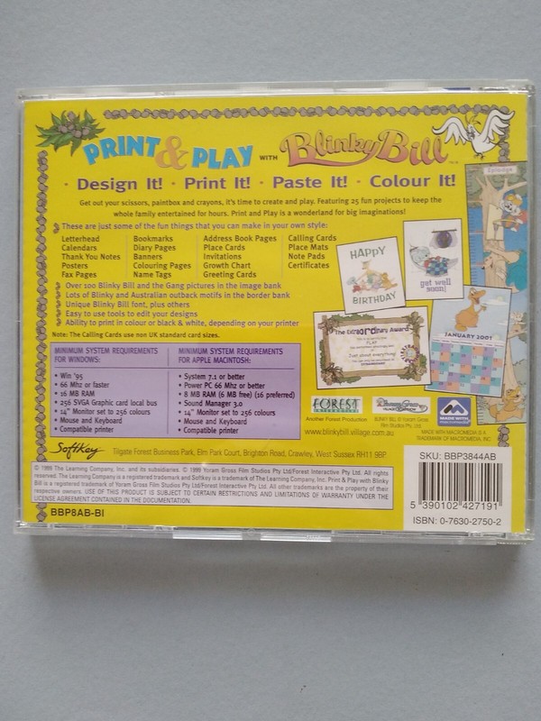 BLINKY BILL Print & Play - Papercraft CD Rom - Softkey gallery
