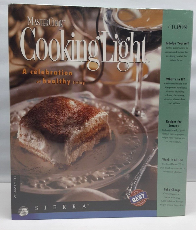 Vintage MasterCook Cooking Light CD Rom WIN/MAC 1995 Healthy Living SEALED