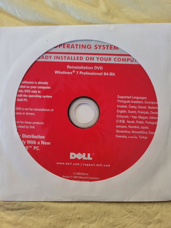 New Dell Windows 7 Professional 64-Bit OS Reinstallation DVDs 0GHFR0