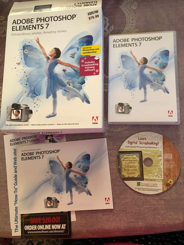 Adobe Photoshop Elements 7 In Case Manual & Box Windows XP Vista w Serial Number