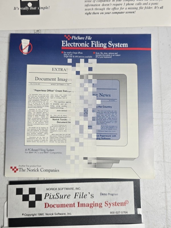 Vintage 1991 PixSure File Electronic Filing System PC Software Letter Price List gallery