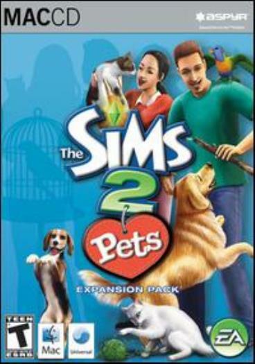 The Sims 2: Pets w/ Manual MAC CD dog cat bird gerbils adopt animal game add-ons
