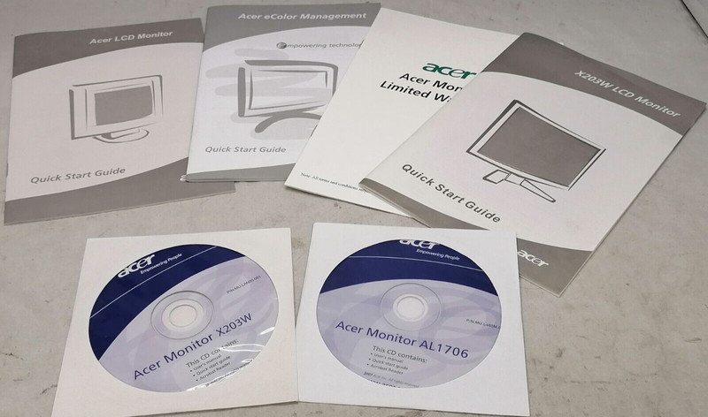 Acer Monitor Quick Start Guide Software X203W/AL1706 P/N: MU.LAN00.001