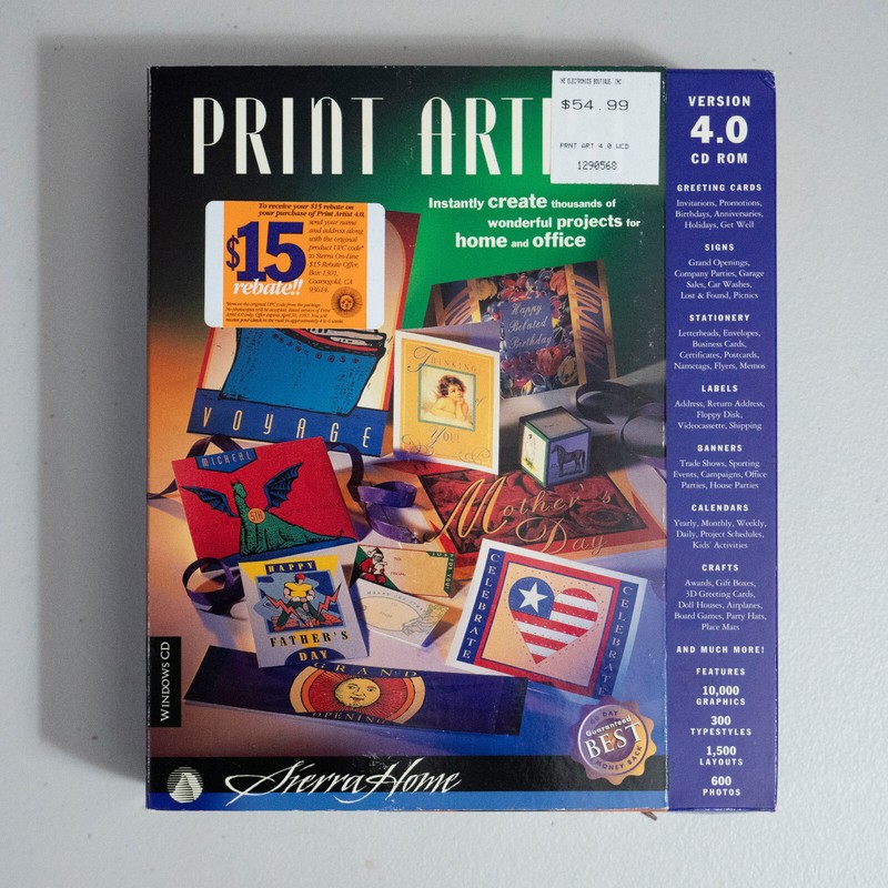 Sierra Home – Print Artist Version 4.0 Big Box CD-ROM – 1996