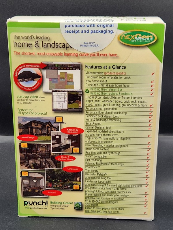 Home & Landscape Design NexGen New Technology Punch Software Windows 7 Vista XP gallery