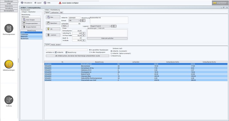 Administration Scout invoice program offers invoice delivery note, credit IT gallery