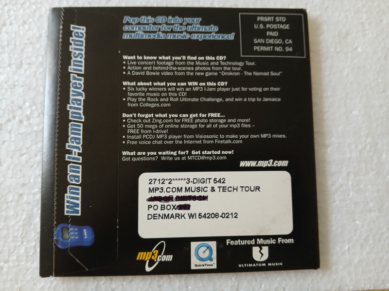 The MP3.com Music and Technology Tour CD 1999 Promo Sampler PC Computer Disc NEW gallery