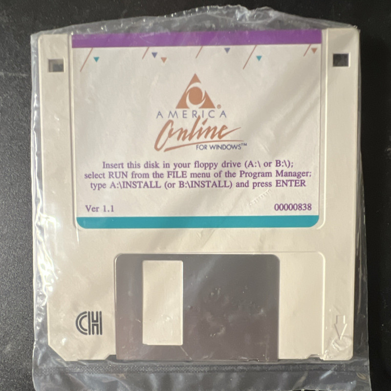 Vintage America Online AOL for Windows Ver 1.1 3.5″ Floppy Factory sealed 1993
