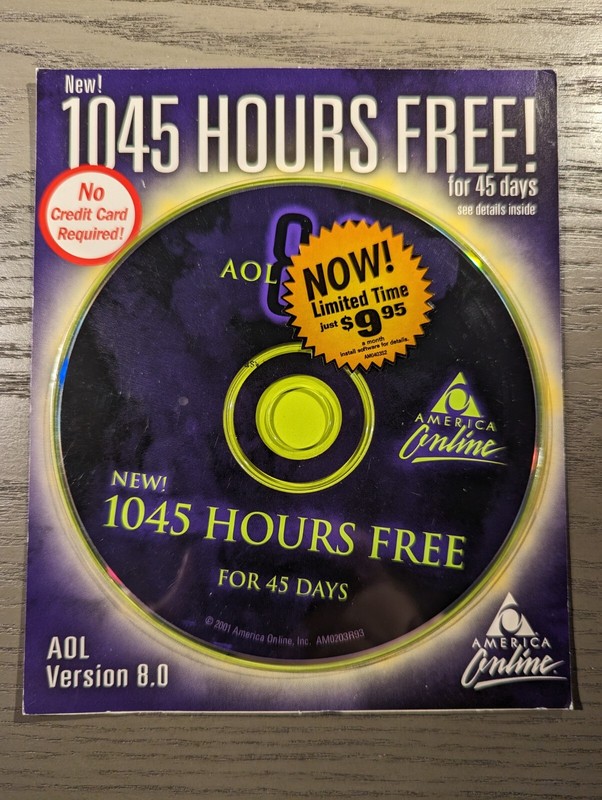 AOL 8.0 CD - Dark Purple & Yellow Glow -  Factory Sealed