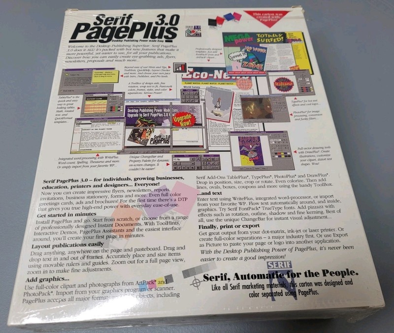 Serif Page Plus 3.0 For Windows Floppy Version - New open box - Prop gallery