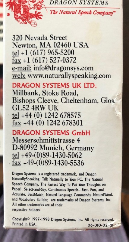 Dragron Systems Dragon Naturally Speaking Standard Version 3 Vintage 1999 Sealed gallery