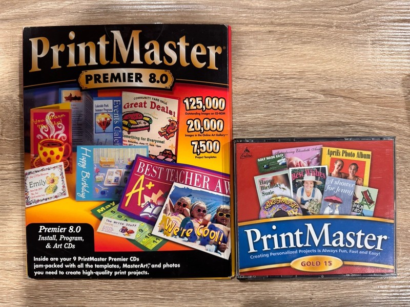 Vintage Print Master Premier 8.0 PC Software + PM Gold 15 – WINDOWS 95 98