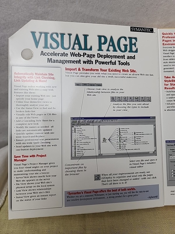 Symantec Visual Page PC CD Windows 95 New In Box Software Web Page Builder Seal gallery