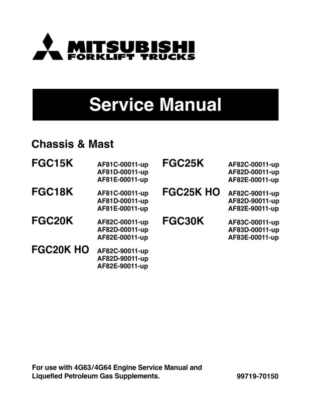 Mitsubishi Forklift FGC25K FGC25K HO FGC30K SERVICE REPAIR SHOP MANUAL BOOK gallery