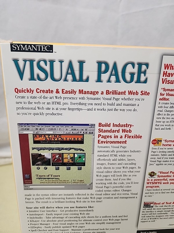 Symantec Visual Page PC CD Windows 95 New In Box Software Web Page Builder Seal gallery