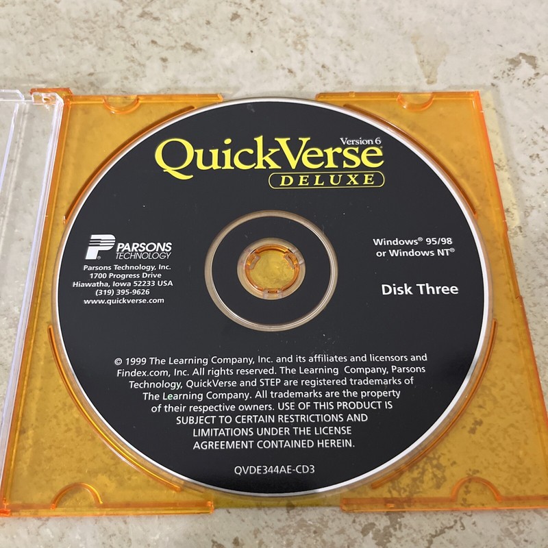 Quick Verse Deluxe Windows 95/98 NT Bible Reference CD Disc 3 Parsons
