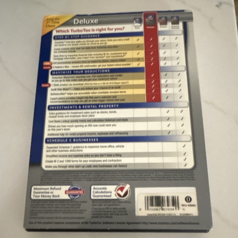 Intuit TurboTax Deluxe Tax Preparation Federal & State CD Windows & Mac 2012 gallery