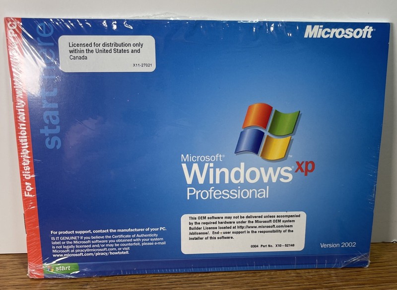 New Microsoft Windows XP Professional Full Version 2002 – Open No Key # SP1