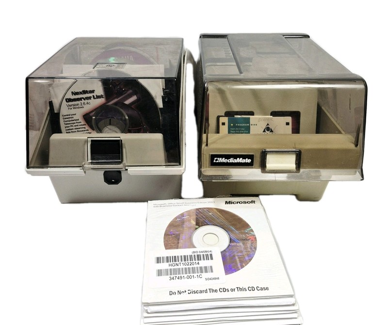 Vintage MediaMate Storage Dividers & PC Software Media Lot, Floppy Disk & Cds