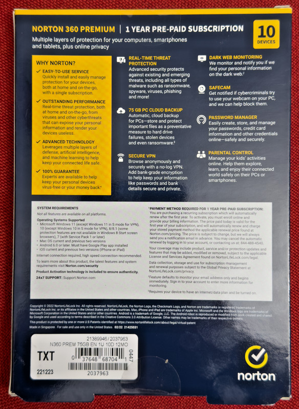 Norton 360 Premium 2025, 10 Devices (PC Mac Android iOS) 1 Year, Sealed Key Card gallery