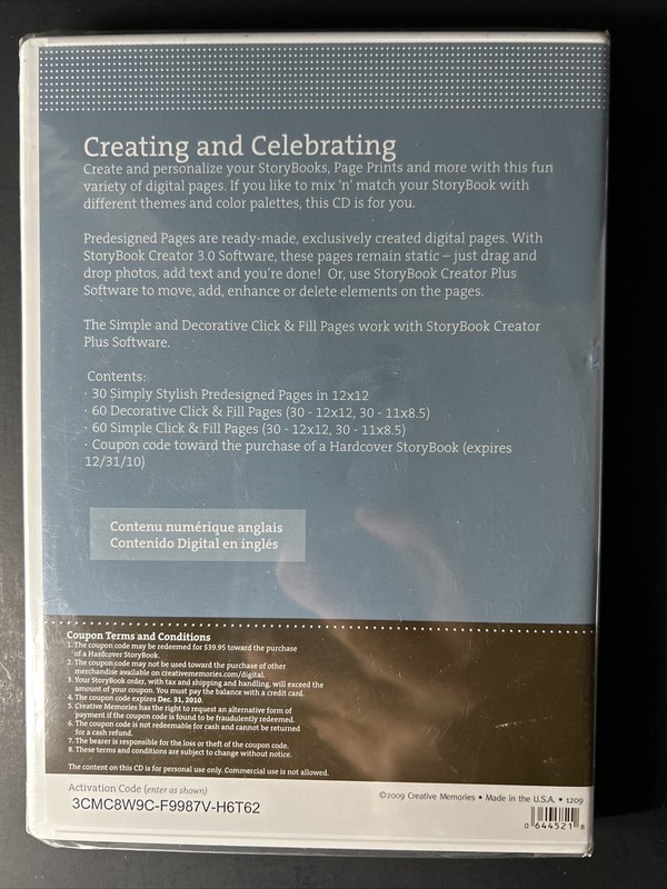 Creative Memories 4 CD sets -StoryBook Creator Plus, and three others - see desc gallery