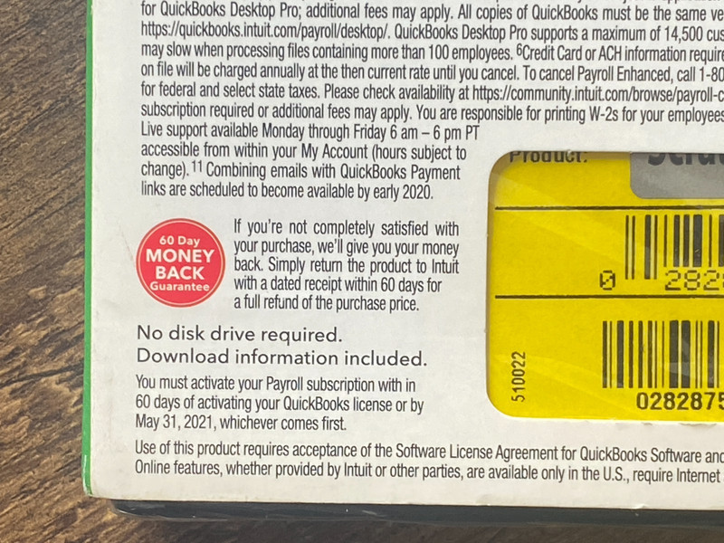 Quickbooks Desktop Pro 2020 Windows Payroll Enhanced - NO Subscription - Sealed gallery