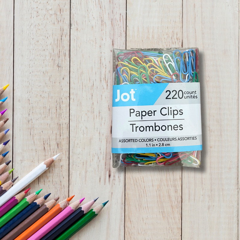 220 Count Paper Clips– Assorted Colors, 1.1 in (28mm), Office & School gallery