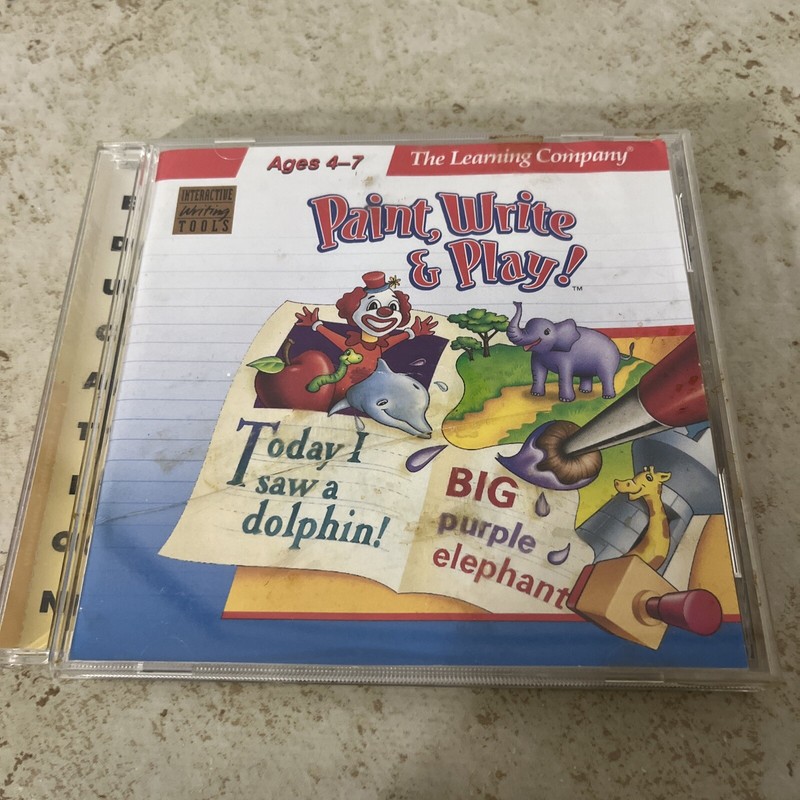 PAINT, WRITE & PLAY CD-ROM 1997 THE LEARNING COMPANY AGES 4-7 WINDOWS & MAC