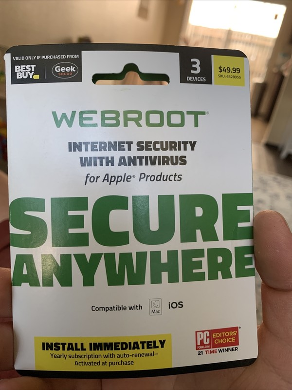 Webroot SecureAnywhere Antivirus Software 2021 for 3 Devices For Apple
