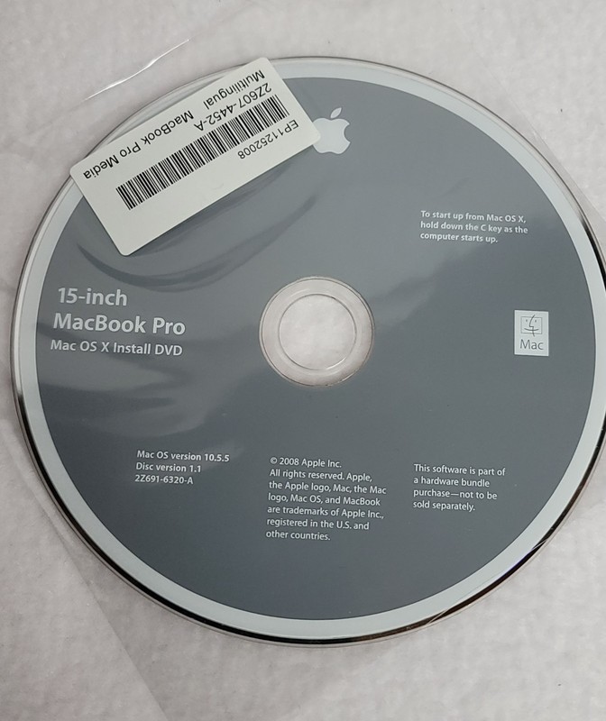 Apple Mac OS X Install Disc 1 & 15" Macbook pro Apps Version 10.5.5 OEM DVD +++ gallery