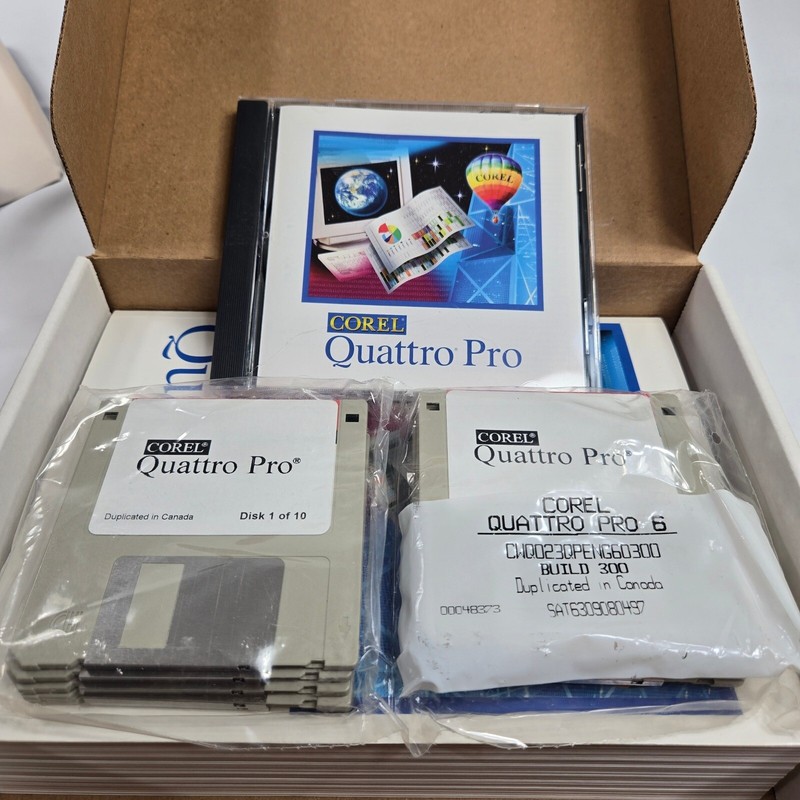 Open Box Corel Quattro Pro Spreadsheet Graphics Software Windows 3.5" Floppy +CD gallery