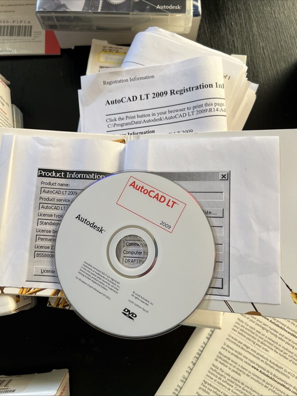 Autodesk AutoCAD LT 2009 Lot (3) +AutoCAD Mechanical 2009 Complete Disks, Docs gallery