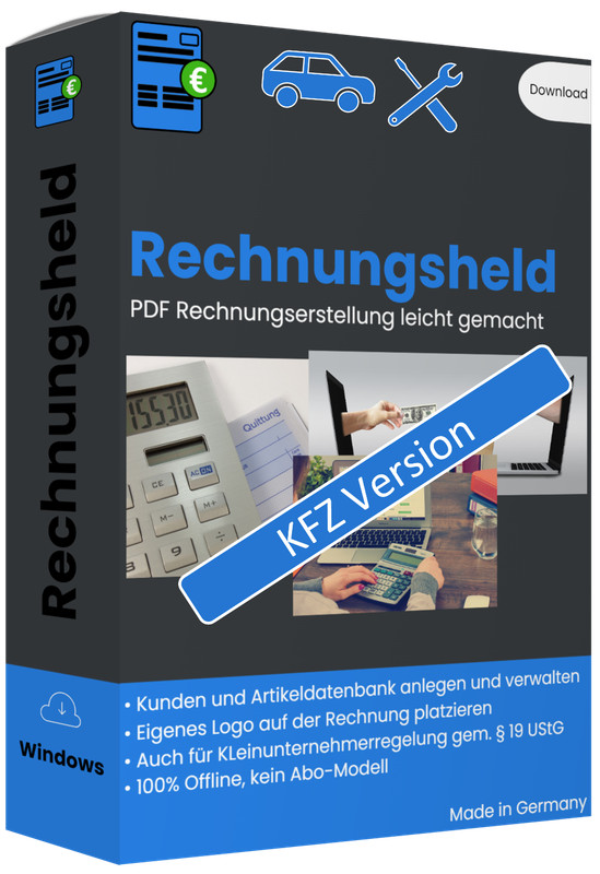 KFZ PDF Rechnungsprogramm, Werkstatt Software, Autowerkstatt Programm, Pkw