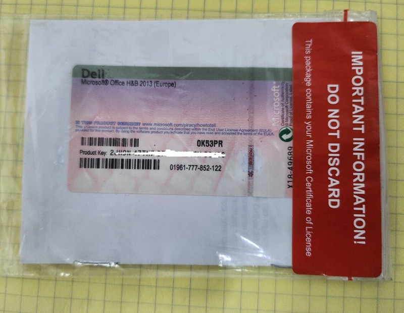 Dell K53PR Microsoft Office H&B 2013 (Europe) Product Key - NEW!!!