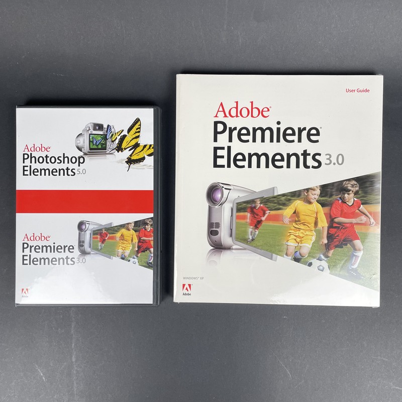 Adobe Photoshop Elements 5.0/Adobe Premiere 3.0 – 2 Disk Set – Sealed Guide