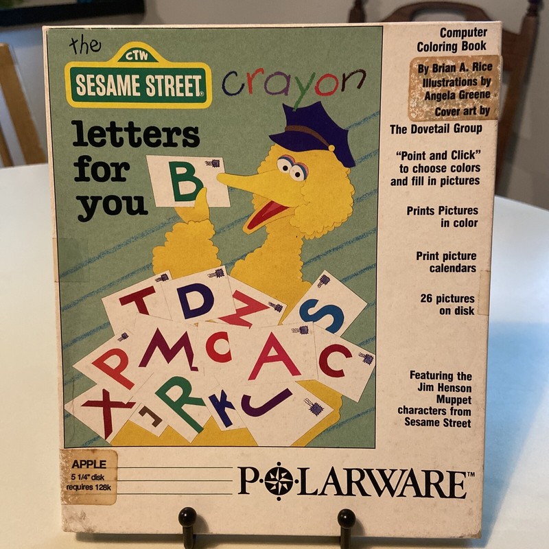 Sesame Street Crayon Letters For You – Apple 5.25” Floppy CIB