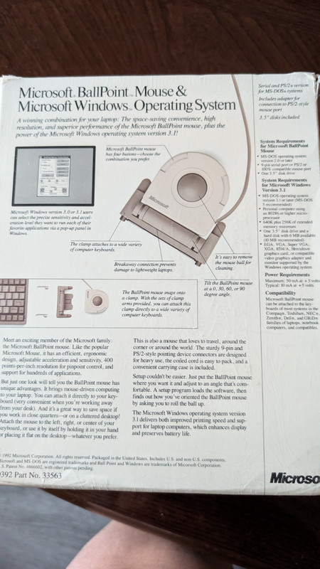 Microsoft BallPoint Mouse v1.0 + Windows 3.1 – Original 1992 Bundle – Factory Se gallery