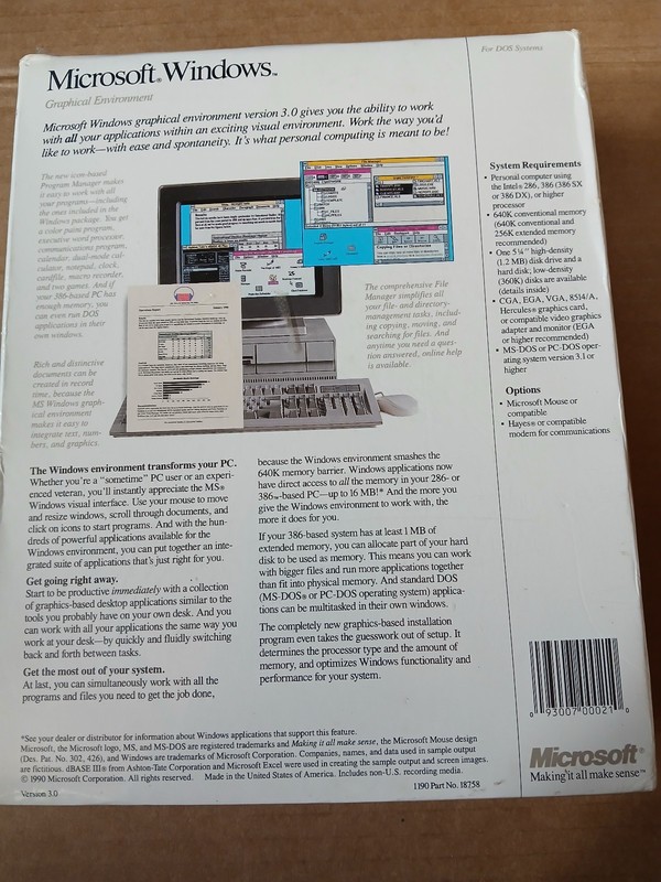 Microsoft Windows 3.0 for DOS Systems 5.25" Big Box gallery