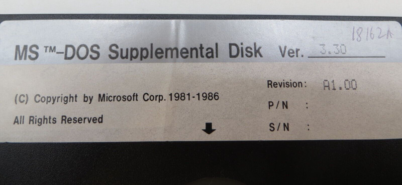 5.25" Floppy Disc MS-DOS Supplemental Disk Ver. 3.30 1986 Microsoft Computer gallery