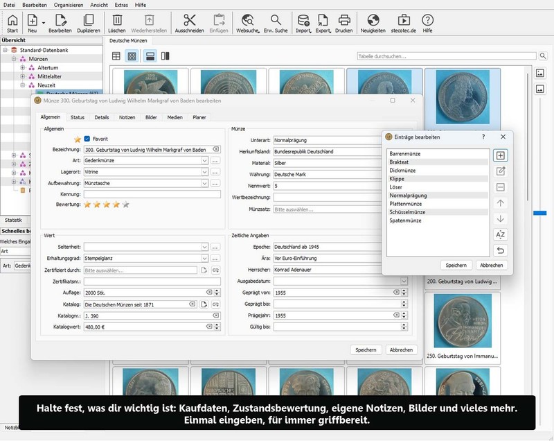 Stecotec Münzen-Verwaltung Pro 16 [CD-ROM] Profi-Software f. Sammler - Programm gallery