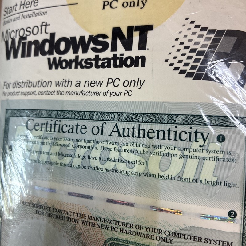 Vintage Windows NT Workstation CD & 3 Floppy Disks PC Only Sealed 1997 CoA gallery