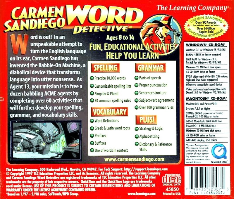 The Learning Company Carmen Sandiego Word Detective CD-ROM for PC or Mac gallery
