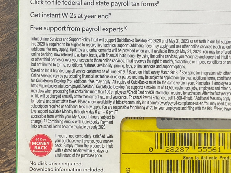 Quickbooks Desktop Pro 2020 Windows Payroll Enhanced - NO Subscription - Sealed gallery