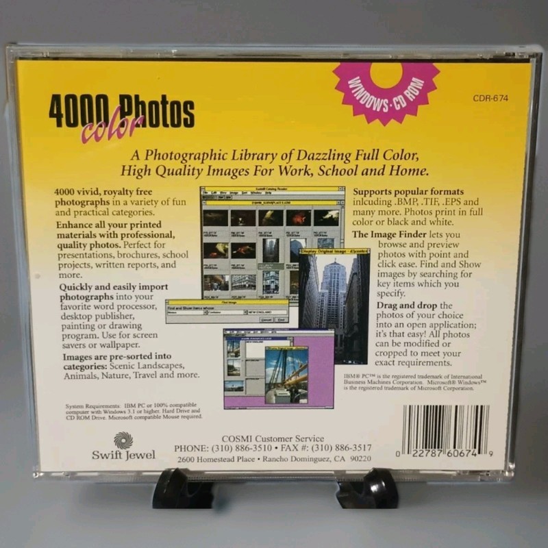 Vintage Swift Jewel 4000 Images PC CD-ROM--Compatible w/DOS, Windows, Macintosh- gallery