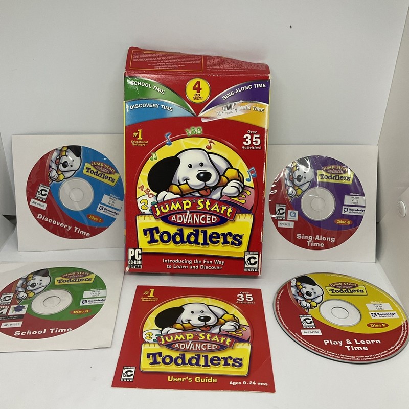 Jumpstart Advanced Preschool Toddler 4 Discs PC CD ROM RARE Complete gallery